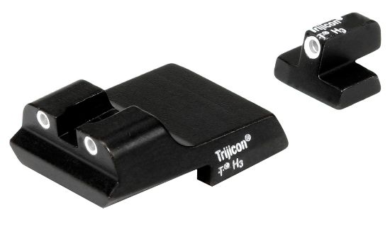 Picture of Trijicon 600437 Bright & Tough Night Sights- Smith & Wesson 1911 Black | Green Tritium White Outline Front Sight Green Tritium White Outline Rear Sight 