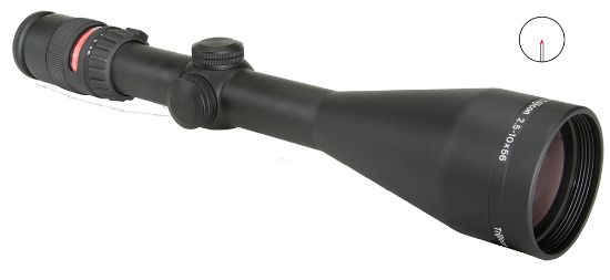 Picture of Trijicon 200035 Accupoint Black Hardcoat Anodized 2.5-10X56mm 30Mm Tube Illuminated Red Triangle Post Reticle 