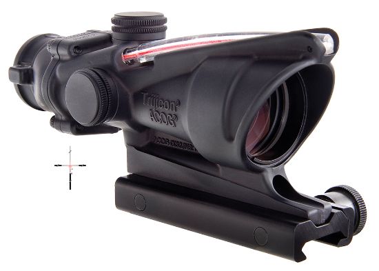 Picture of Trijicon 100233 Acog Black Hardcoat Anodized 4X32mm Illuminated Red Crosshair .223/5.56 Bdc Reticle 