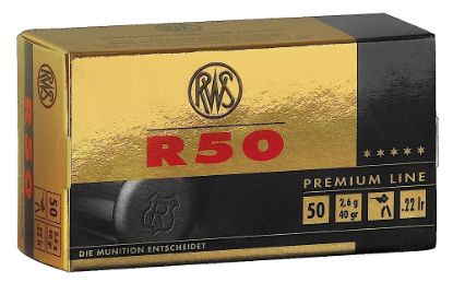 Picture of Rws/Umarex 2134187 R50 Premium Line 22 Lr 40 Gr Lead Round Nose 50 Per Box/ 100 Case 