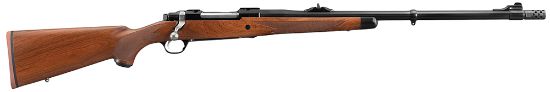 Picture of Ruger 37185 Hawkeye African Full Size 416 Ruger 3+1 23" Satin Blued Steel Threaded Barrel, Integral Scope Base Steel Receiver, Fixed American Walnut Stock 