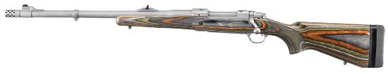 Picture of Ruger 47124 Hawkeye Guide Gun 375 Ruger 3+1 20" Matte Stainless Steel Threaded Barrel, Stainless Steel Receiver, Green Mountain Adj Lop Wood Stock, Left Hand 