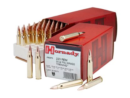 Picture of Hornady 80275 Custom 223 Rem 55 Gr Full Metal Jacket Boat Tail 50 Per Box/ 10 Case 