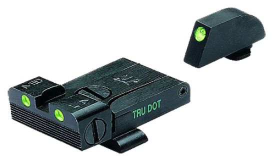 Picture of Meprolight Usa 202243101 Tru-Dot Sight Set Fixed Green Tritium Front & Rear/ Black Frame, Compatible W/Glock 17/19 Front Post/Rear Dovetail Mount 