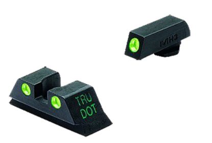 Picture of Meprolight Usa 102223101 Tru-Dot Sight Set Fixed Green Tritium Front & Rear/ Black Frame Compatible W/Glock 10Mm/.45 Acp Front Post/Rear Dovetail Mount 