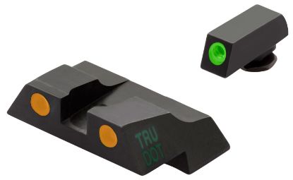 Picture of Meprolight Usa 102263301 Tru-Dot Sight Set Green Tritium Front/Orange Tritium Rear/Black Frame, Compatible W/Glock 26/27 Front Post/Rear Dovetail Mount 