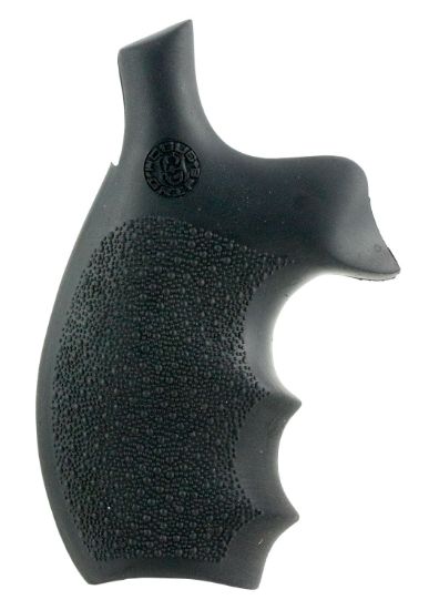 Picture of Hogue 62000 Rubber Bantam Black Rubber Pistol Grip With Finger Grooves For S&W K, L Frame With Round Butt 