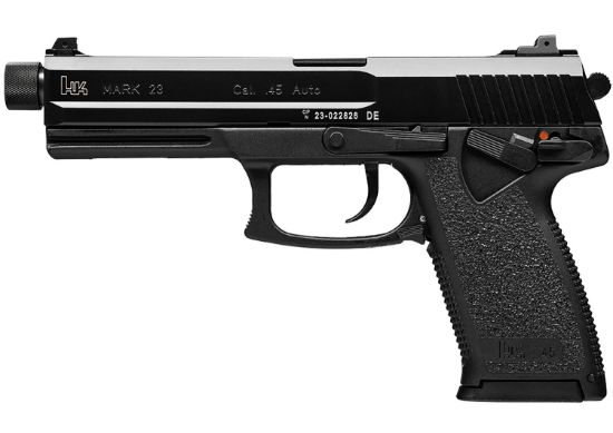 Picture of Hk 81000080 Mark 23 45 Acp 10+1, 5.87" Black Steel Threaded Barrel, Serrated Steel Slide, Polymer Frame, Black Polymer Grip, Ambidextrous 