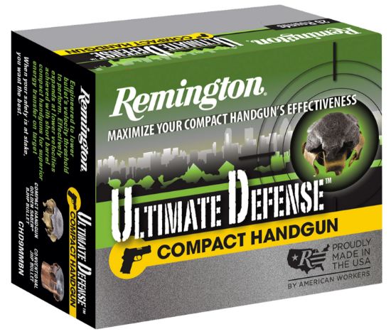 Picture of Remington Ammunition 28963 Ultimate Defense Compact Handgun 9Mm Luger 124 Gr Brass Jacket Hollow Point 20 Per Box/ 25 Case 