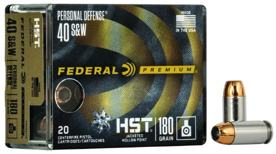 Picture of Federal P40hst1s Premium Personal Defense 40 S&W 180 Gr Hst Jacketed Hollow Point 20 Per Box/ 10 Case 