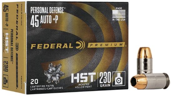 Picture of Federal P45hst1s Premium Personal Defense 45 Acp +P 230 Gr Hst Jacketed Hollow Point 20 Per Box/ 10 Case 