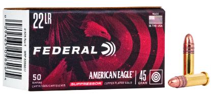 Picture of Federal Ae22sup1 American Eagle Suppressor 22 Lr 45 Gr Copper Plated Round Nose 50 Per Box/ 100 Case 