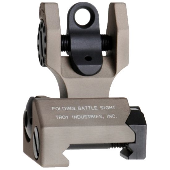 Picture of Troy Ind Ssigfbsroft00 Rear Folding Battlesight Round Flat Dark Earth Folding For Ar-15 