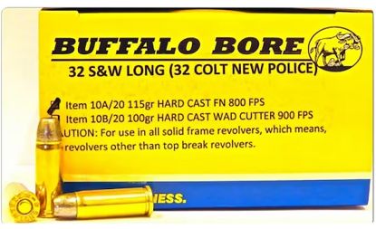 Picture of Buffalo Bore Ammunition 10A20 Personal Defense Strictly Business 32 S&W Long 115 Gr Hard Cast Flat Nose 20 Per Box/ 12 Case 