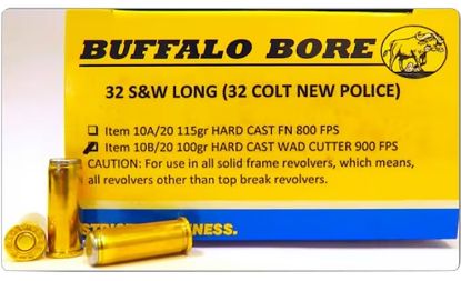 Picture of Buffalo Bore Ammunition 10B20 Personal Defense Strictly Business 32 S&W Long 100 Gr Hard Cast Wadcutter 20 Per Box/ 12 Case 