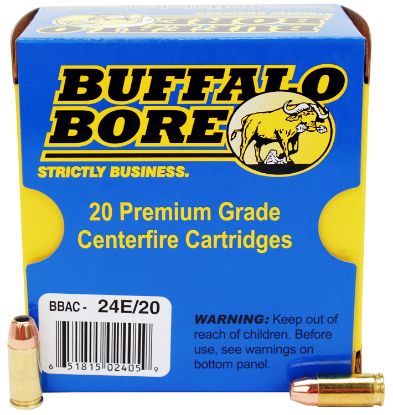 Picture of Buffalo Bore Ammunition 24E20 Personal Defense Strictly Business 9Mm Luger +P 124 Gr Jacket Hollow Point 20 Per Box/ 12 Case 