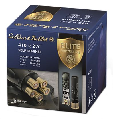 Picture of Sellier & Bellot Sb410sda Self Defense 410 Gauge 2.50" 15 Pellets 1/2 Oz 000 Buck Shot 25 Bx/ 20 Case 