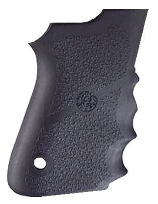 Picture of Hogue 69000 Rubber Grip Black Rubber With Finger Grooves For S&W 6906, Shorty 40, 4013 Tsw 