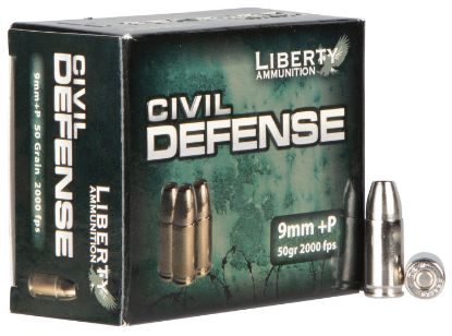 Picture of Liberty Ammunition Lacd9014 Civil Defense 9Mm Luger +P 50 Gr Lead Free Fragmenting Hollow Point 20 Per Box/ 50 Case 