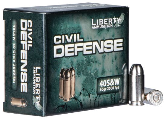 Picture of Liberty Ammunition Lacd40012 Civil Defense 40 S&W 60 Gr Lead Free Fragmenting Hollow Point 20 Per Box/ 50 Case 