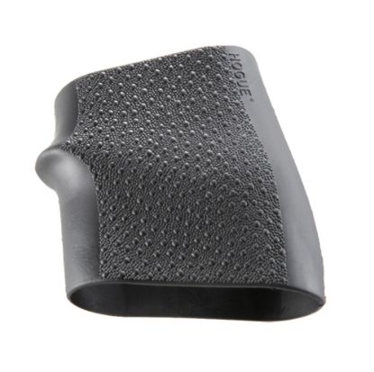 Picture of Hogue 18000 Handall Jr. Grip Sleeve Small Size Made Of Rubber With Textured Black Finish & Finger Groove For Most 22, 25 & 38 Pistols 