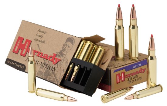 Picture of Hornady 8097 Match 308 Win 168 Gr Boat Tail Hollow Point 20 Per Box/ 10 Case 