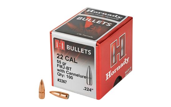 Picture of Hornady 2267 Traditional 22 Cal .224 55 Gr Full Metal Jacket Boat Tail 100 Per Box/ 40 Case 