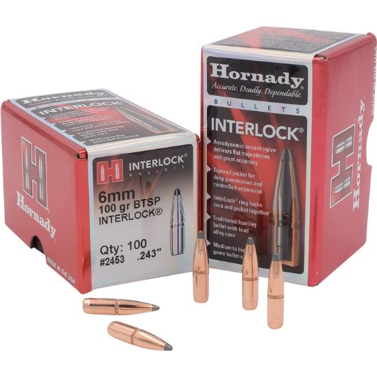 Picture of Hornady 2453 Interlock 6Mm .243 100 Gr Boat Tail Spire Point 100 Per Box/ 25 Case 