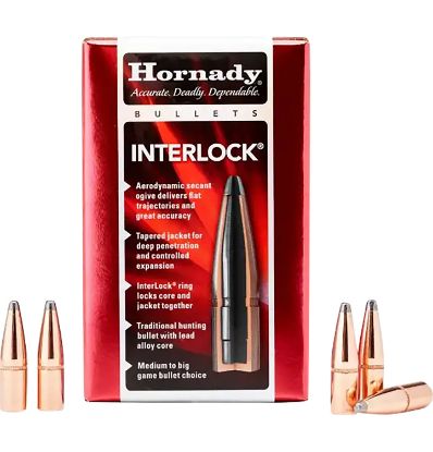 Picture of Hornady 3335 Interlock 338 Cal .338 250 Gr Soft Point Recoil Proof 100 Per Box/ 15 Case 