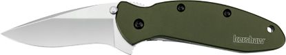 Picture of Kershaw 1620Ol Scallion 2.40" Folding Drop Point Plain Bead Blasted 420Hc Ss Blade Olive Drab Anodized Aluminum Handle Includes Pocket Clip 