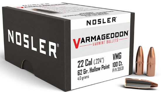 Picture of Nosler 35631 Varmageddon 22 Cal .224 62 Gr Flat Base Hollow Point/ 100 Per Box 