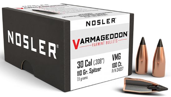 Picture of Nosler 34057 Varmageddon 30 Cal .308 110 Gr Flat Base Tipped/ 100 Per Box 