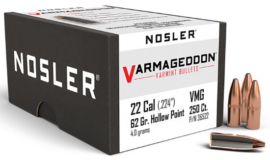 Picture of Nosler 36522 Varmageddon 22 Cal .224 62 Gr Flat Base Hollow Point/ 250 Per Box 