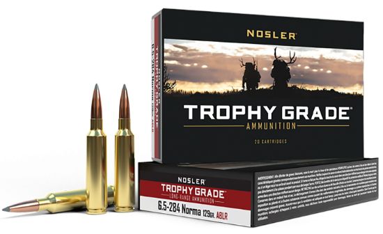 Picture of Nosler 60128 Trophy Grade Long-Range 6.5X284 Norma 129 Gr Nosler Spitzer Accubond Long Range 20 Per Box/ 10 Case 