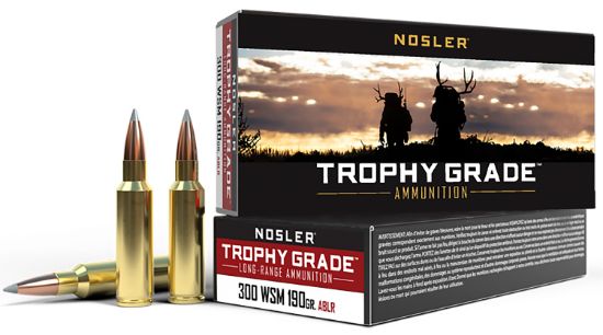 Picture of Nosler 60106 Trophy Grade Long-Range 300 Wsm 190 Gr Nosler Spitzer Accubond Long Range 20 Per Box/ 10 Case 