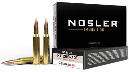 Picture of Nosler 43136 Match Grade 338 Lapua Mag 300 Gr Custom Competition Hollow Point Boat Tail 20 Per Box/ 10 Case 