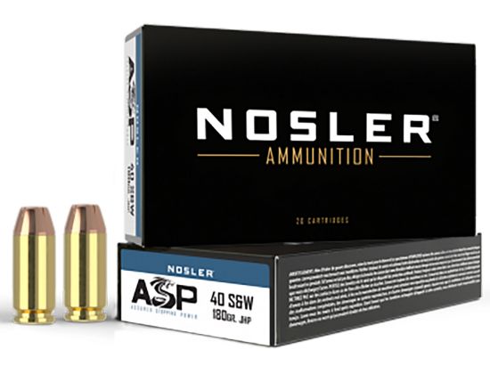 Picture of Nosler 51212 Assured Stopping Power Handgun 40 S&W 180 Gr Jacket Hollow Point 50 Per Box/ 10 Case 