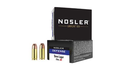 Picture of Nosler 38432 Defense Handgun 9Mm Luger +P 124 Gr Bonded Performance Jacketed Hollow Point 20 Per Box/ 10 Case 