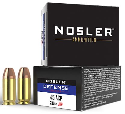 Picture of Nosler 39645 Defense Handgun 45 Acp 230 Gr Bonded Performance Jacketed Hollow Point 20 Per Box/ 10 Case 