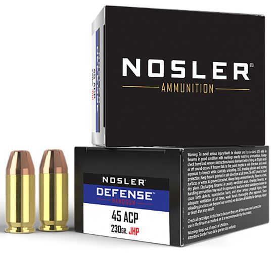 Picture of Nosler 39645 Defense Handgun 45 Acp 230 Gr Bonded Performance Jacketed Hollow Point 20 Per Box/ 10 Case 