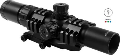 Picture of Aim Sports Jthr1 Recon Cqb Black Anodized 1.5-4X30mm 30Mm Tube Tri-Illuminated 3/4 Circle Dot Reticle 