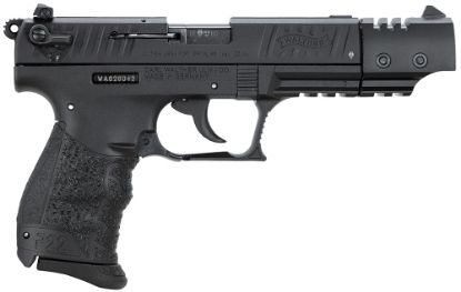 Picture of Walther Arms 5120334 P22 Target *Ca Compliant 22 Lr Caliber With 5" Barrel, 10+1 Capacity, Black Finish Picatinny Rail Frame, Serrated Matte Black Tenifer Steel Slide & Interchangeable Backstrap Grip 