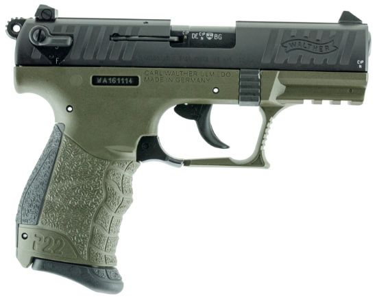 Picture of Walther Arms 5120338 P22 Military *Ca Compliant 22 Lr 10+1 3.42" Matte Black Tenifer Serrated/Steel Slide, Od Green Polymer Frame W/Picatinny Rail, Od Green Interchangeable Backstrap Grips 