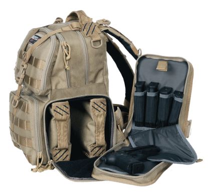 Picture of Gps Bags T1612bpt Tactical Range Backpack Tan 1000D Nylon Teflon Coating 3 Handguns 