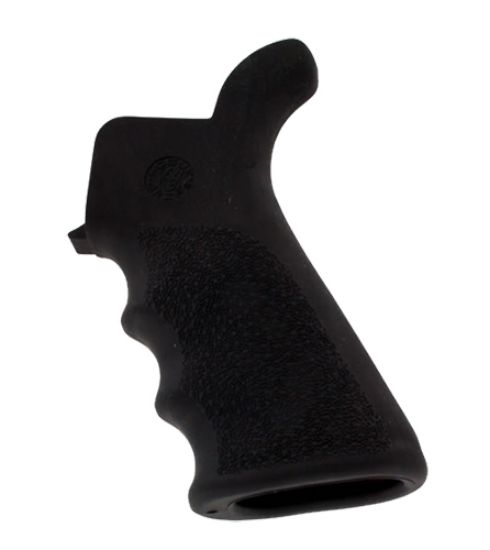 Picture of Hogue 15020 Overmolded Beavertail Cobblestone Black Rubber With Finger Grooves For Ar-15, M16 