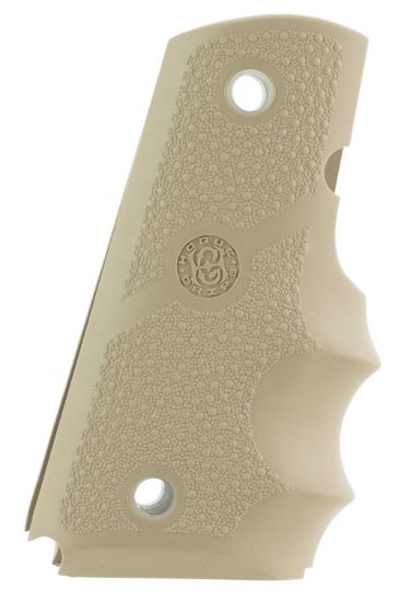 Picture of Hogue 43003 Rubber Grip Cobblestone Desert Tan With Finger Grooves For 1911 Officer 