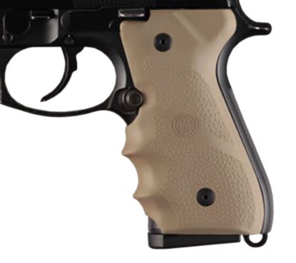 Picture of Hogue 92003 Rubber Grip Flat Dark Earth With Finger Grooves For Beretta 92, 96 