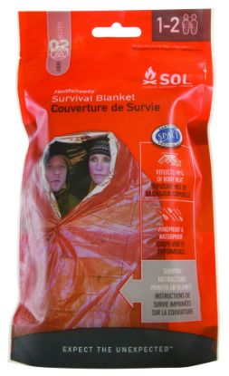 Picture of Survive Outdoors Longer 01401701 Sol Survival Blanket Warmth Waterproof Orange Metalized Polyethylene 