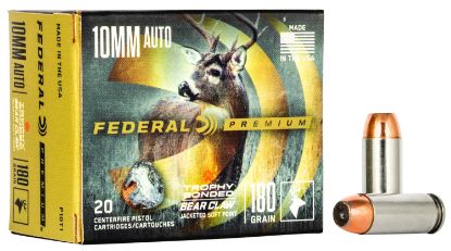 Picture of Federal P10t1 Premium 10Mm Auto 180 Gr Trophy Bonded Bear Claw Jacketed Soft Point 20 Per Box/ 10 Case 