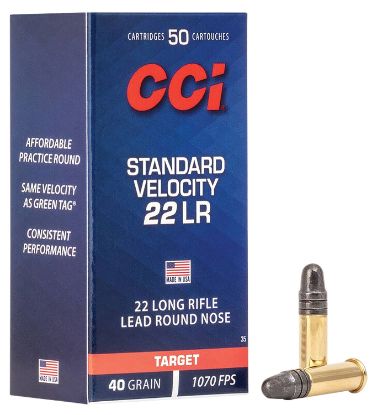 Picture of Cci 0035 Standard Velocity 22 Lr 40 Gr Lead Round Nose 50 Per Box/ 100 Case 